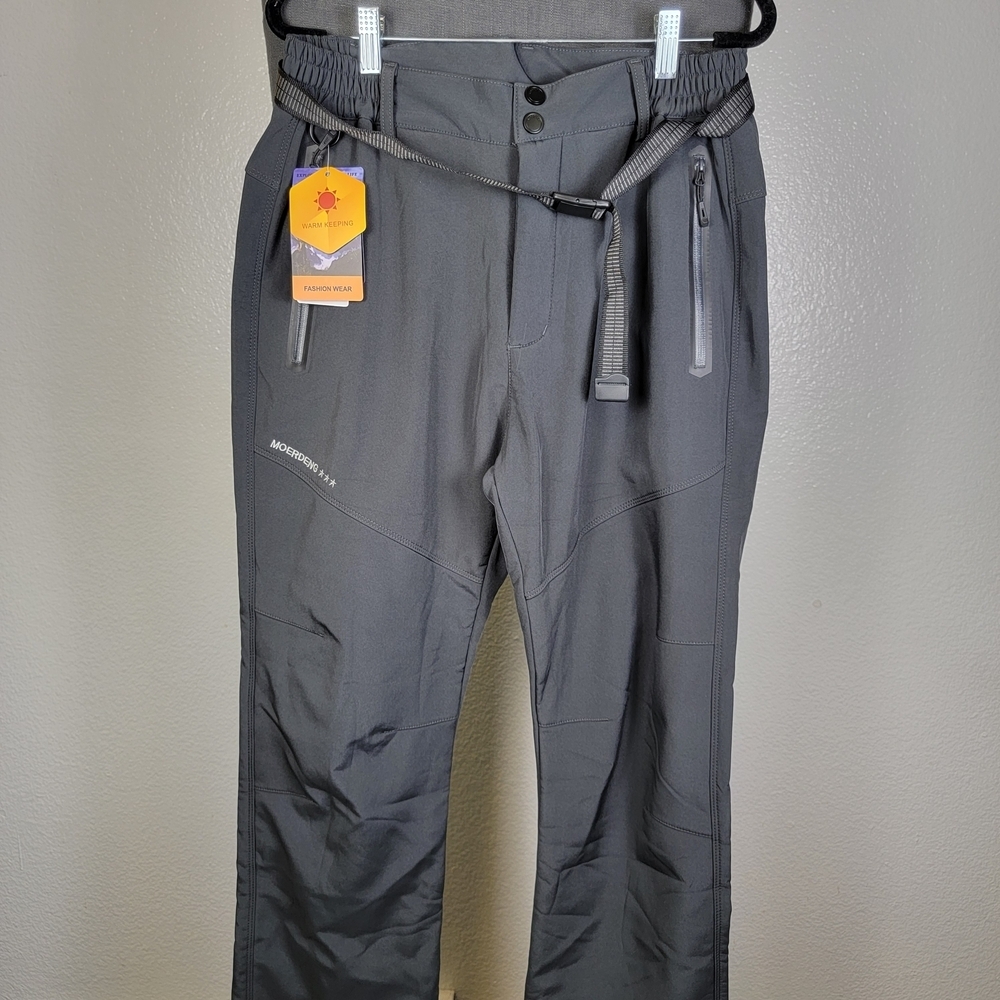 Moerdeng Men's Soft Shell Water Proof‎ Outdoor Wear Pants Dark Grey Size M
